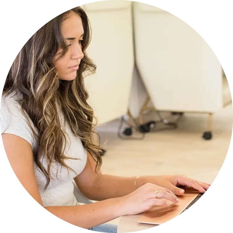 Student working on a laptop